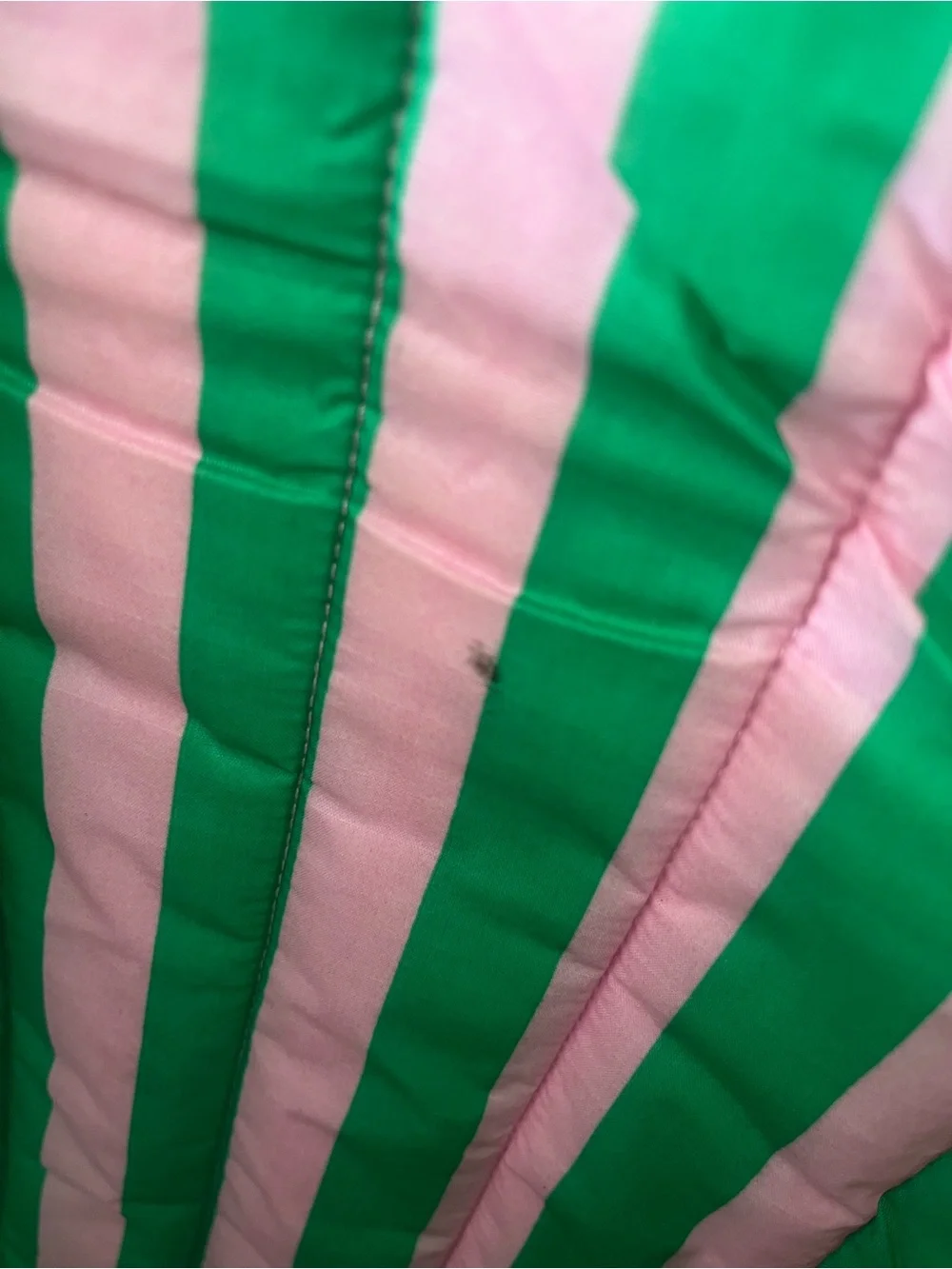 Baggu Puffy Laptop Sleeve Pouch Awning Stripe Pink Green 14”